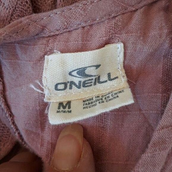 Vintage O'Neill Dress Shift Gauze Crochet Sleeveless Cutout Tent Rib Knit Mauve - Picture 3 of 8